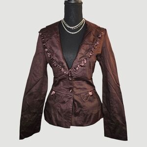 Vintage Y2k Deadstock Cute Ruffle Peplum Blazer !